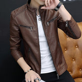 Veste en cuir de mouton véritable marron pour homme avec épaules matelassées